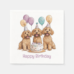 Happy Birthday Goldendoodle Hunde Geburtstagstorte Serviette