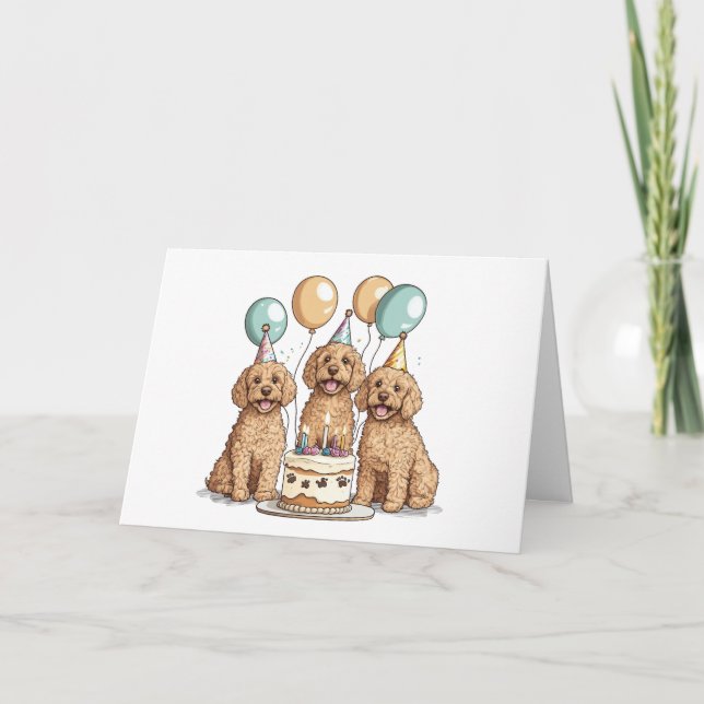 Happy Birthday Goldendoodle Hunde Karte (Vorderseite)