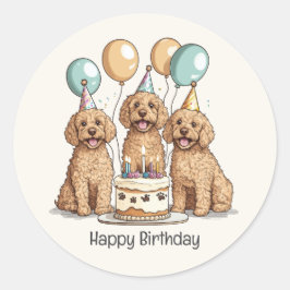 Happy Birthday Goldendoodle Hunde Runder Aufkleber