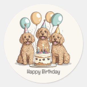 Happy Birthday Goldendoodle Hunde Runder Aufkleber