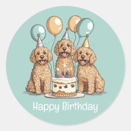 Happy Birthday Goldendoodle Hunde Runder Aufkleber