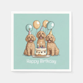 Happy Birthday Goldendoodle Hunde Serviette