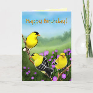 Happy Birthday Goldfinches - Anpassbare Karte