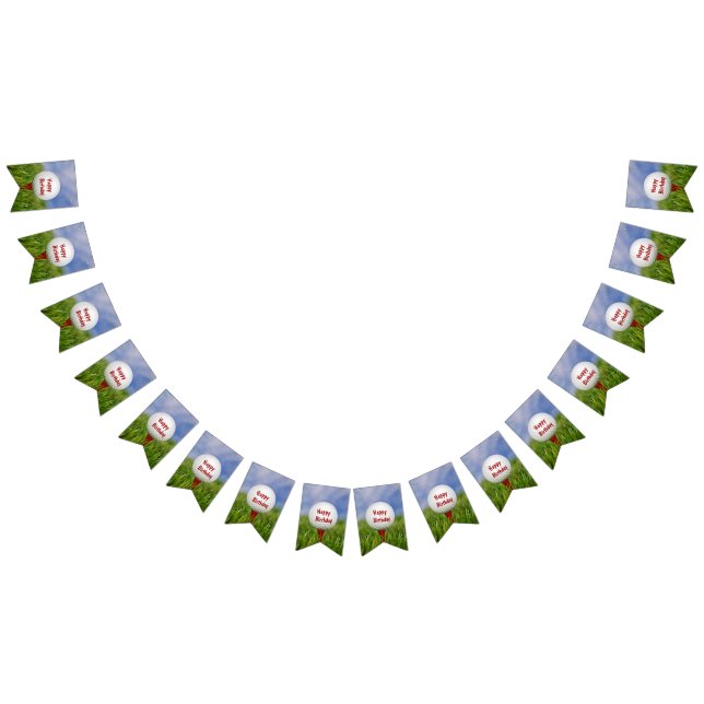 Happy Birthday Golf Ball auf Red T Wimpelkette (Alle)