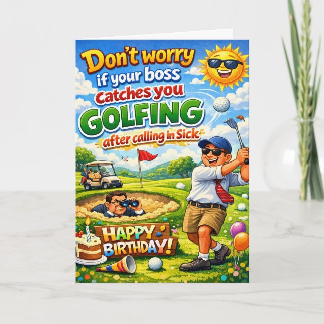 Happy birthday golfing brother and his boss karte (Vorderseite)