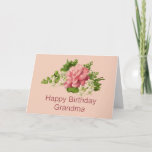 Happy Birthday Grandma with Vintage Pink Peony Karte<br><div class="desc">This pretty birthday card for Grandma has an elegant Victorian style bouquet of a large pink peony and delicate white jasmine. Grandma is sure to be delighted with such einfach elegant old fashioned card. You can edit the inside text There are other items with this feminine pink peony. See them...</div>