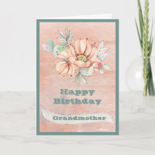 Happy Birthday Grandmother Watercolor Cactus Karte