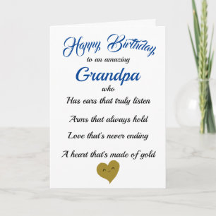 Happy Birthday Grandpa Blue Black Typografy Card Karte