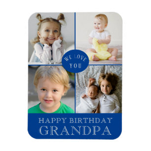 Happy Birthday Grandpa Blue Magnet