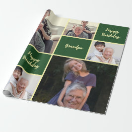 Happy Birthday Grandpa Custom Photo Collage  Geschenkpapier