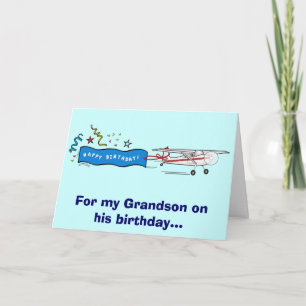 Happy Birthday Grandson Airplane Karte