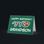 Happy Birthday Grandson American Football sport Karte<br><div class="desc">Herzlichen Glückwunsch zum Geburtstag Grandson athletic American Football sport Grußkarte . Wünschen Sie Ihrem Enkel einen guten Geburtstag mit dieser sportlichen Grußkarte für Kinder. Niedlicher Druck für Jungen und Mädchen. Auch gut für Juristen und andere Familienmitglieder. Sportliches Balldesign.</div>