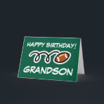 Happy Birthday Grandson American Football sport Karte<br><div class="desc">Herzlichen Glückwunsch zum Geburtstag Grandson athletic American Football sport Grußkarte . Wünschen Sie Ihrem Enkel einen guten Geburtstag mit dieser sportlichen Grußkarte für Kinder. Niedlicher Druck für Jungen und Mädchen. Auch gut für Juristen und andere Familienmitglieder. Sportliches Balldesign.</div>