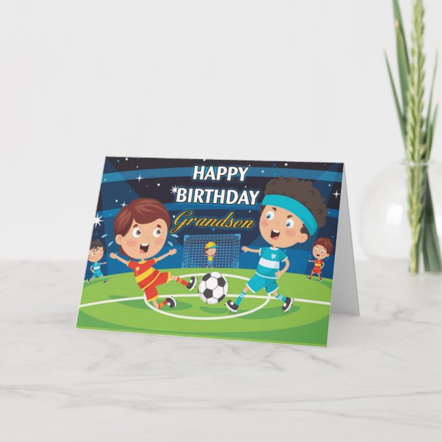 Happy Birthday Grandson Football Card Karte (Vorderseite)