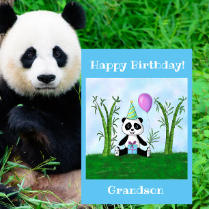 Happy Birthday Grandson Panda Party Karte
