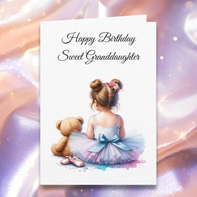 Happy Birthday Grandtochter | Ballerina und Teddy Karte (Von Creator hochgeladen)