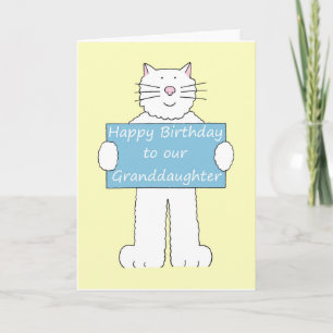 Happy Birthday Grandtochter Cartoon White Cat Karte