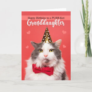 Happy Birthday Grandtochter Niedlich Cat in Hat Feiertagskarte