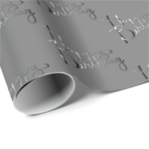 "Happy Birthday" Grau Silvery Gradient Geschenkpapier