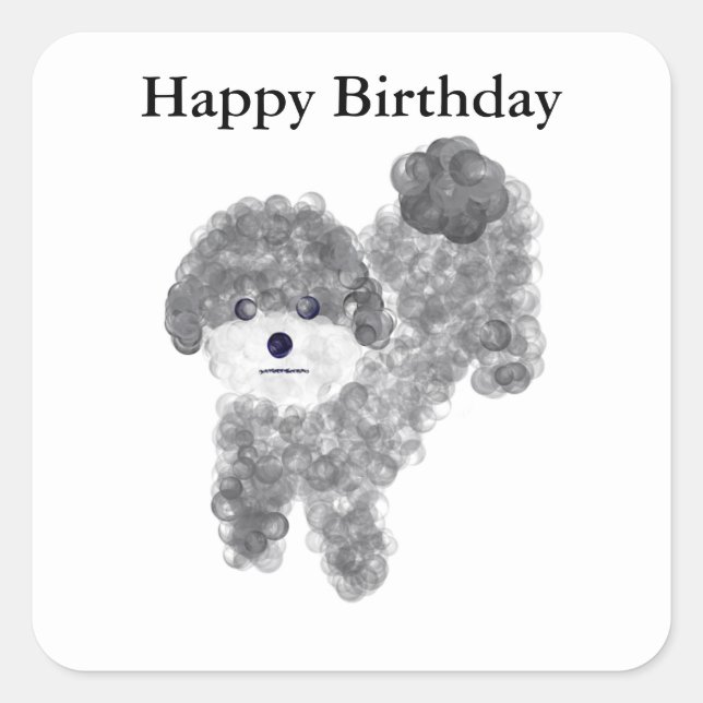 Happy Birthday Gray Poodle #1 Stickers (Vorderseite)
