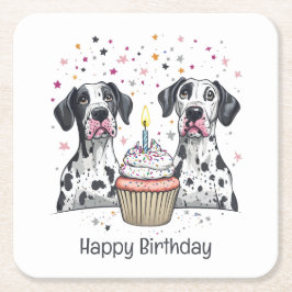 Happy Birthday Great Dane Hunde Cupcake Rechteckiger Pappuntersetzer