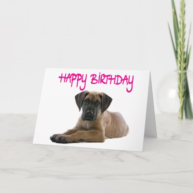 Happy Birthday Great Dane Puppy Dog Card - Verse Karte (Vorderseite)