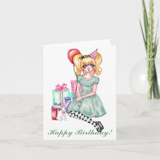 Happy Birthday (Green) Card Karte (Vorderseite)