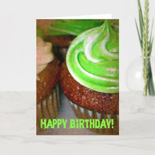 Happy Birthday Green Cupcake Karte