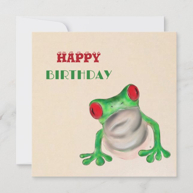 Happy Birthday Green Frog Gruß Karte (Vorderseite)
