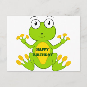 Happy Birthday Green Frog Postkarte