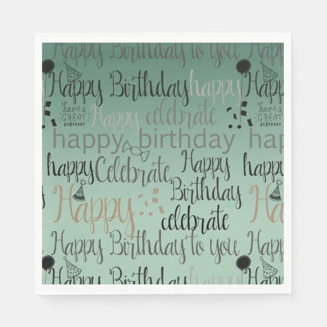 Happy Birthday Green Serviette (Vorderseite)