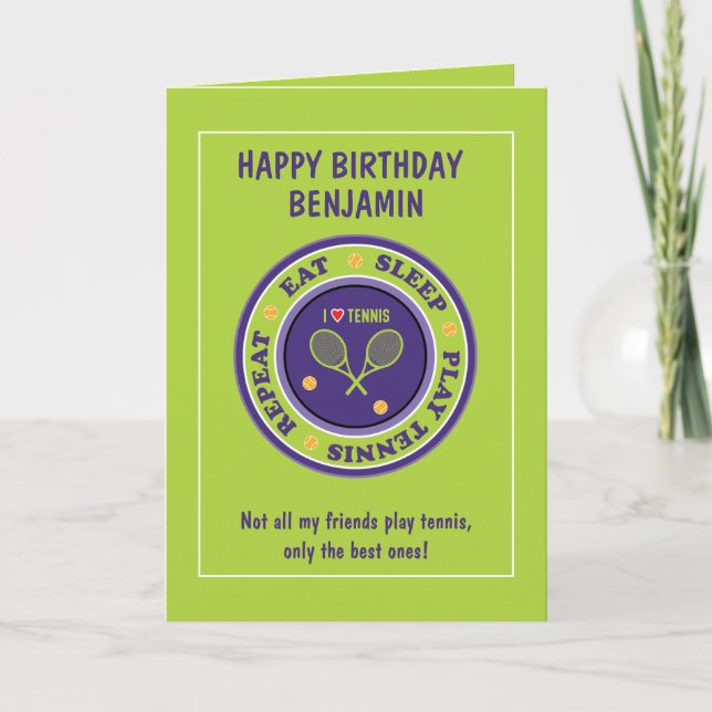 Happy Birthday, green 🎾 Tennis Birthday 🎉 Card Karte (Vorderseite)