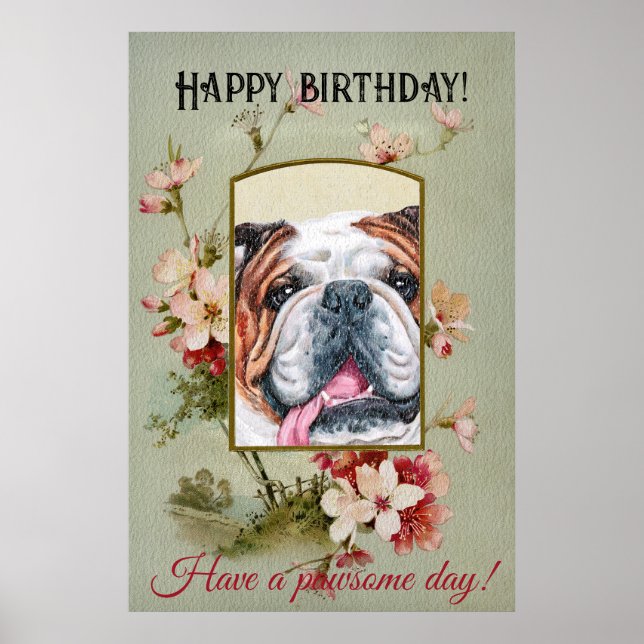 Happy Birthday Greetings English Bulldog Poster (Vorne)
