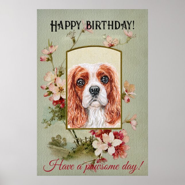 Happy Birthday Greetings King Charles Spaniel Poster (Vorne)
