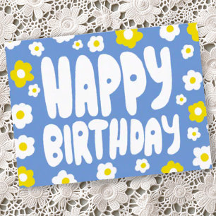 HAPPY BIRTHDAY Groovy Daisies CUSTOM Bday Postkarte