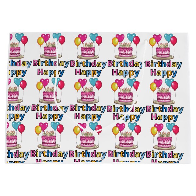 Happy Birthday Große Geschenktüte (Vorderseite)