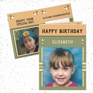 Happy Birthday Großtochter Name Foto grün Karte