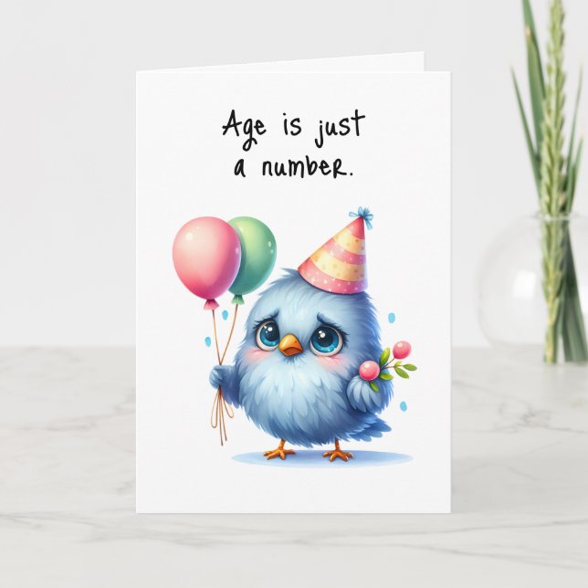 Happy Birthday Grumpy Bird Age ist nur eine Zahl Karte (Vorderseite)