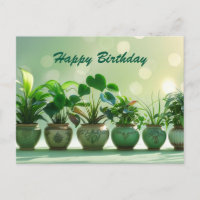Happy Birthday Grüne Hauspflanzen in den Töpfen