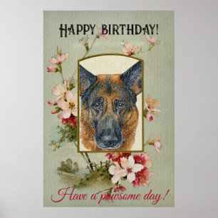 Happy Birthday Gruß Deutscher Hirte Poster