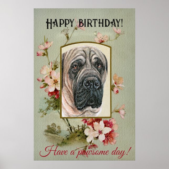 Happy Birthday Gruß Englisch Mastiff Poster (Vorne)