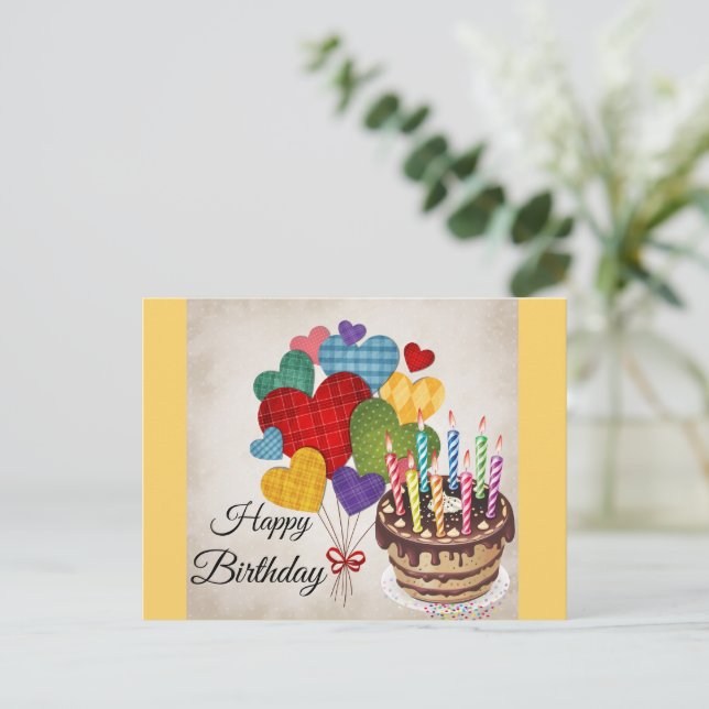 Happy Birthday Gruß Postkarte (Stehend Vorderseite)