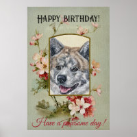 Happy Birthday Grüße Akita inu Tigerfarbe