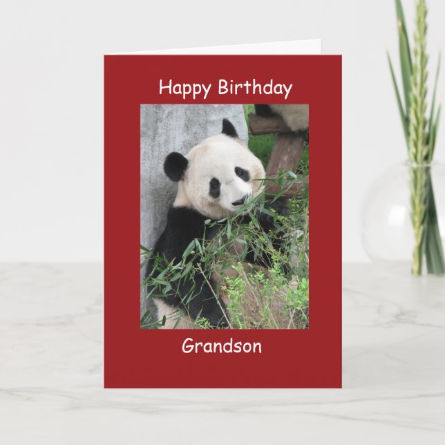 Happy Birthday Grußkarte Giant Panda Grandson Karte (Vorderseite)