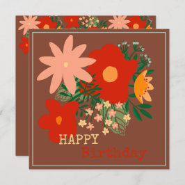 HAPPY Birthday Grußkarte Original Blume braun Einladung