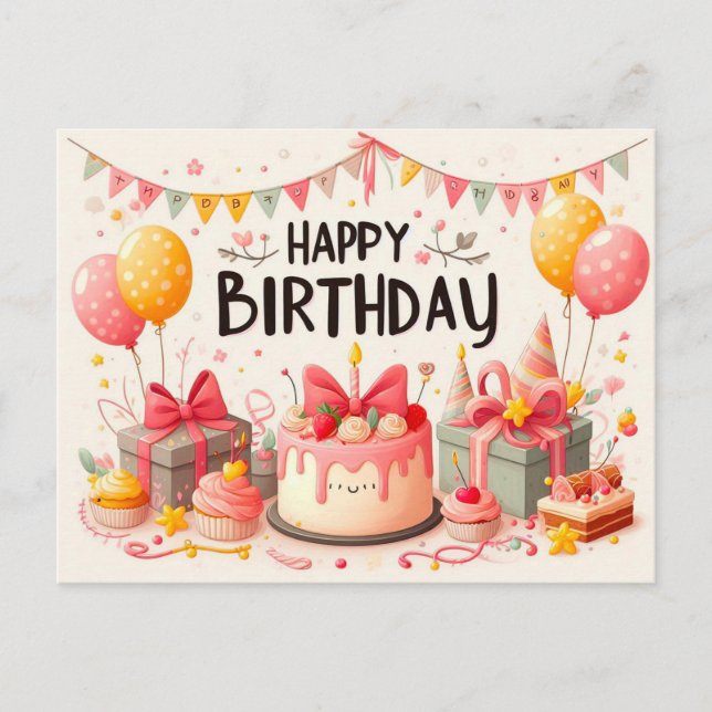 Happy Birthday Grußkarten Postkarte (Vorderseite)