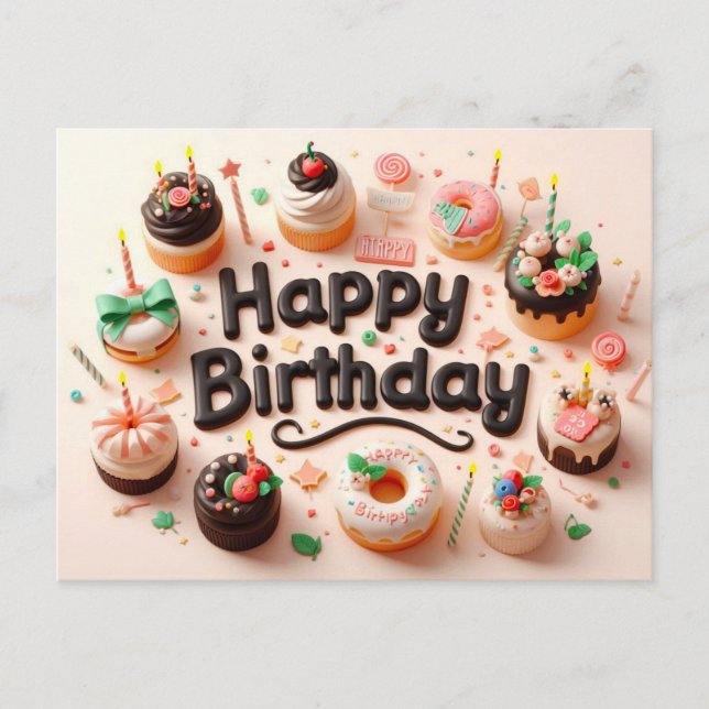 Happy Birthday Grußkarten Postkarte (Vorderseite)