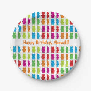 Happy Birthday Gummibären mit Namen Papierplatte Pappteller