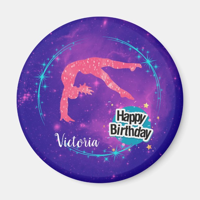 Happy Birthday Gymnastik Galaxy Tumbling Magnet (Vorne)