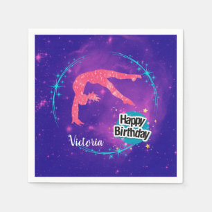 Happy Birthday Gymnastik Galaxy Tumbling Serviette
